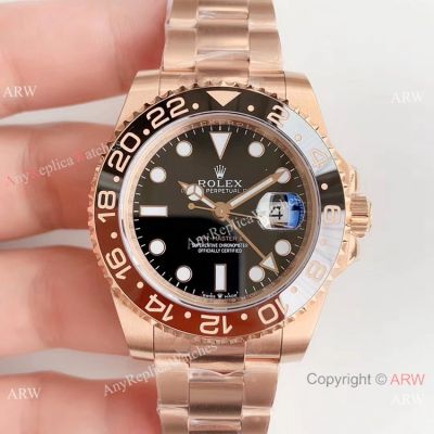  Replica Rolex GMT Master II Rose Gold 126715 Watch 40mm